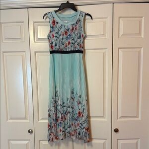 Girls Floral Sleeveless Pleated Long Dress
